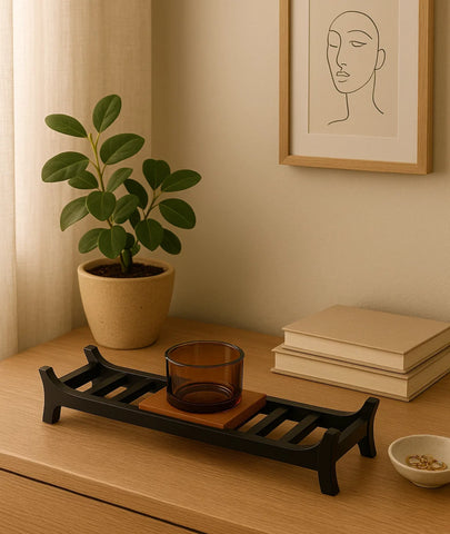zen inspiredwoodenandglasscandleholder 6 large